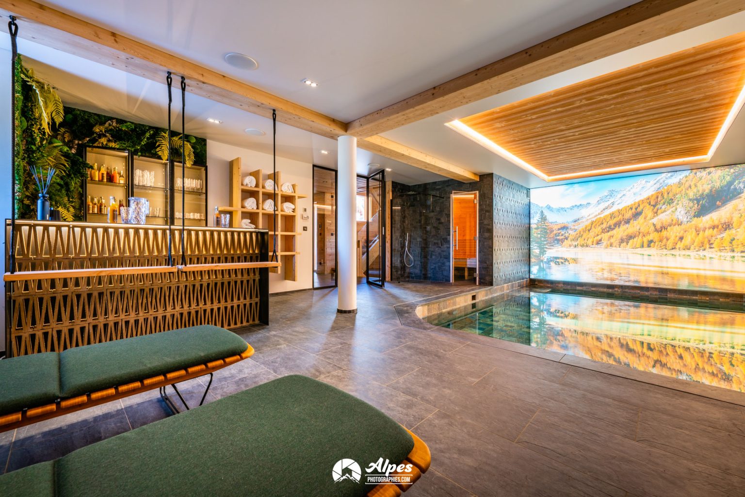 Espace bien-être dans un chalet de luxe